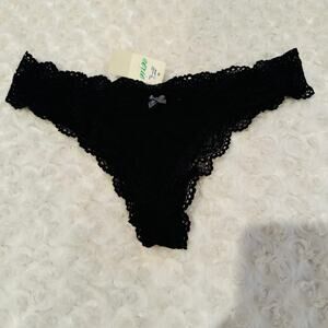 Aerie Black Lace Thong Tanga Underwear Panties Undies Size Small NEW